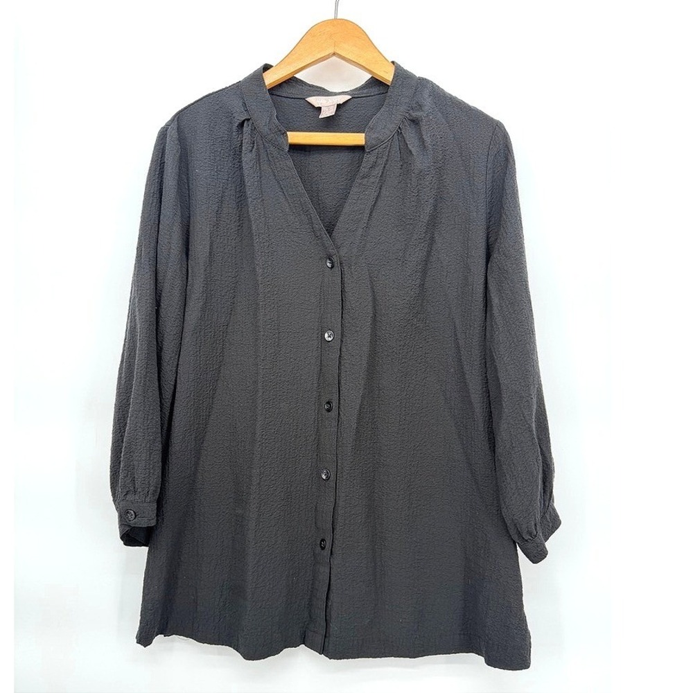 White Stag Gauzy Blouse Button Up Textured Casual Basic Capsule Workwear XL